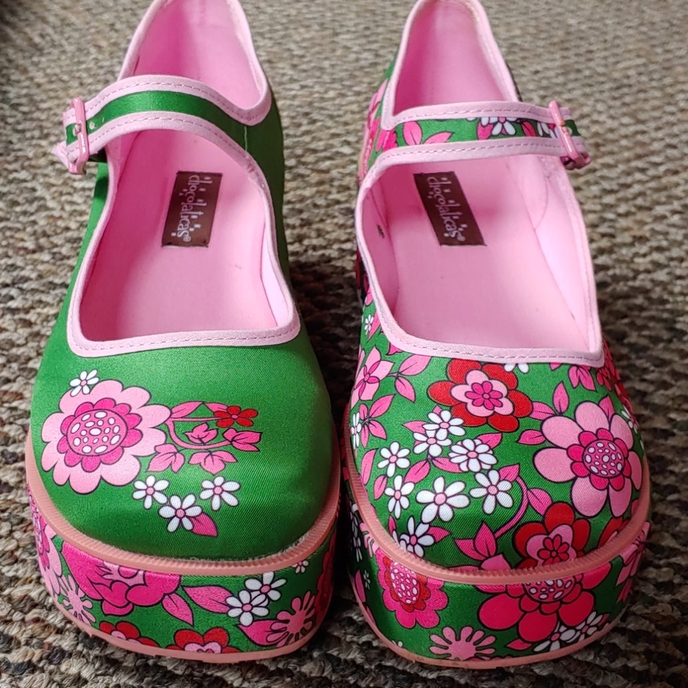 Hot Chocolate Design Pink Flower Mary Janes